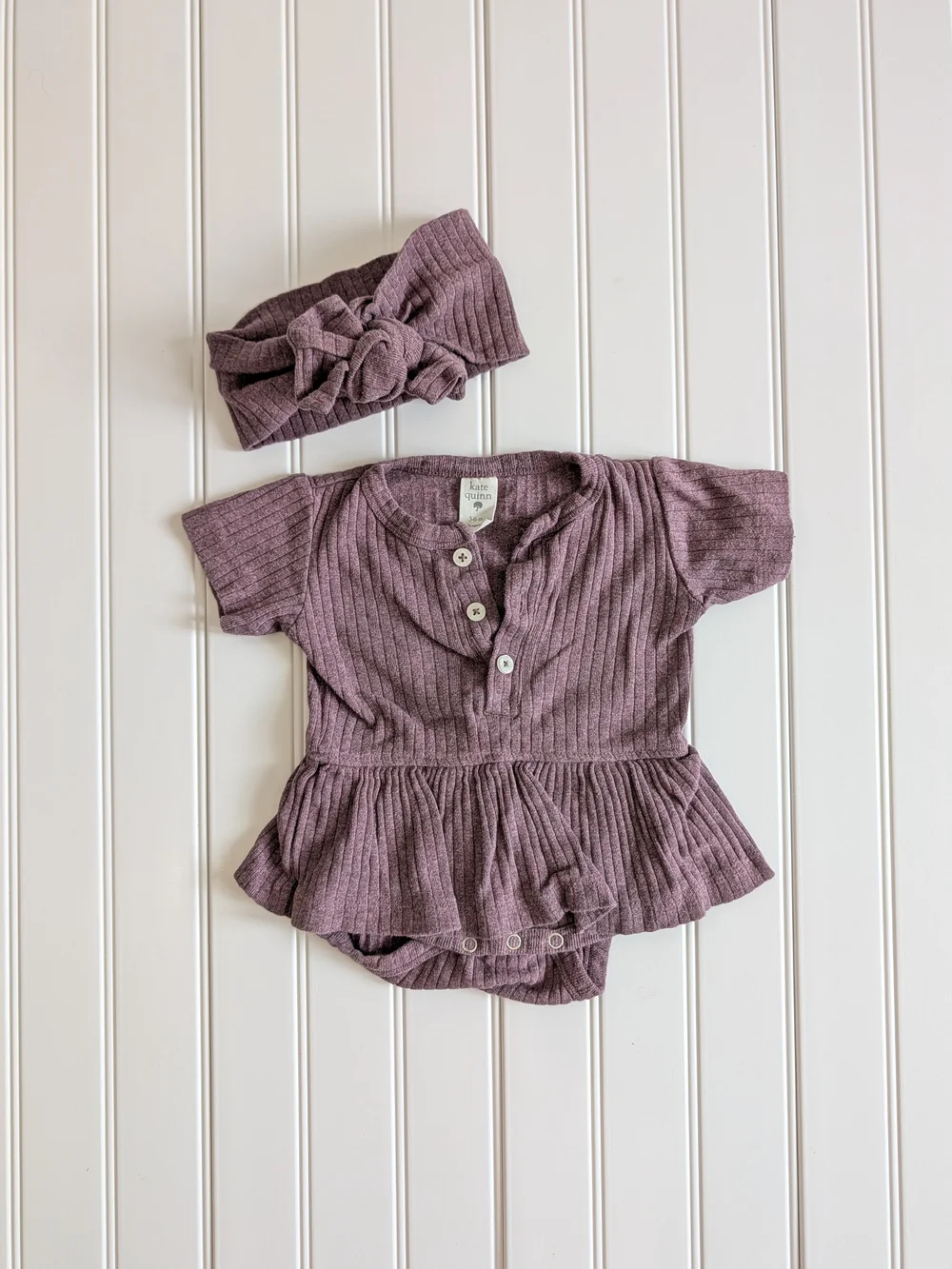 Kate Quinn Mauve Ribbed Baby Sweater 3-6 Organic Cotton